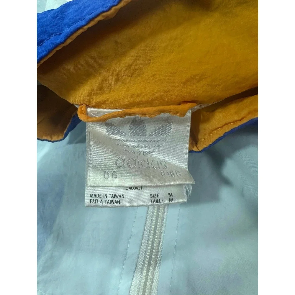 Vintage Adidas Colorblock Track Jacket Windbreaker‎ White Blue Orange Men's Med